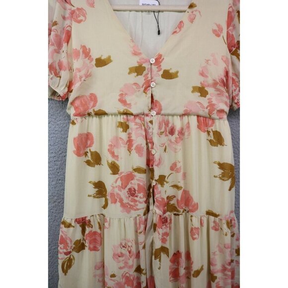 Sugar Lips Babydoll Button Up Maxi Dress-Size Medium-Chiffon-Cottagecore-Lined - Picture 4 of 13